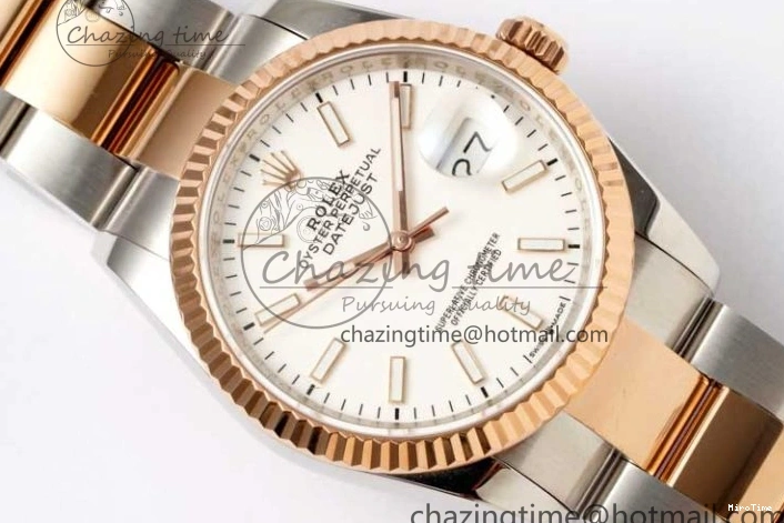 MiroTime 0508 Seasonal DateJust 36mm SS RG DIWF 1:1 Best Edition 904L Steel White Stick Dial on Jubilee Oyster SA 2306
